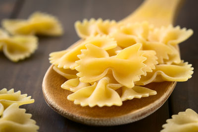 Close-up of pasta in plate on table