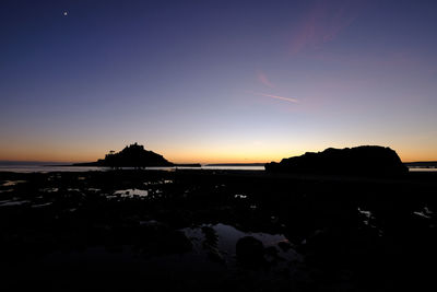 Scenic view of sea against sky at sunset