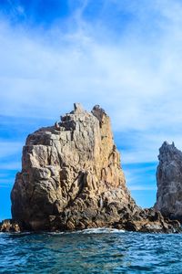 Scenic view of sea against blue sky