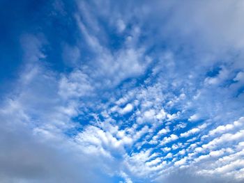 Low angle view of clouds in blue sky
