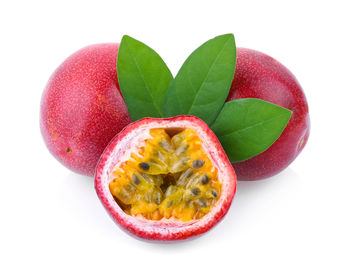 Close-up of fruits against white background