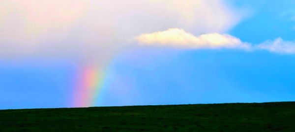 Scenic view of rainbow against sky