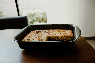 Close-up of food in plate on table