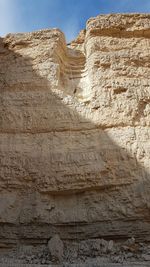 Low angle view of rock formations on land