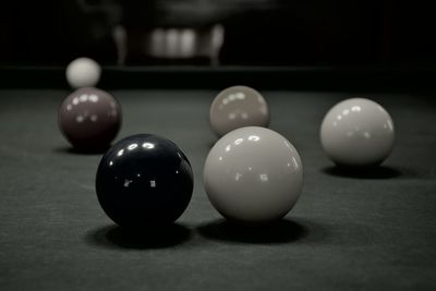 Snooker balls on table