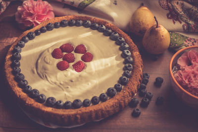 Close-up of dessert on table