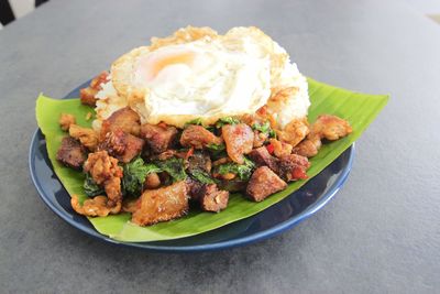 High angle view of meal served in plate