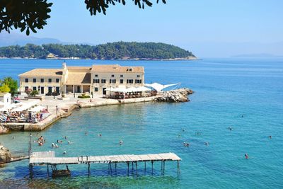 View of sea against blue sky