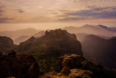 Sunset at pico de las nieves, gran canaria