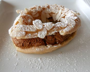 Close-up of paris–brest on table