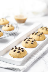 Close-up of cookies in plate on table