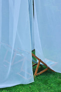 View of tent on beach