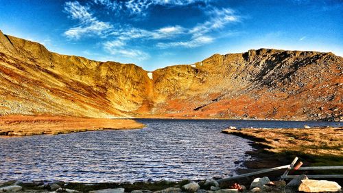 Scenic view of lake against sky