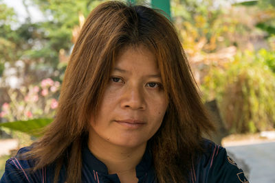 Close-up portrait of a beautiful young woman