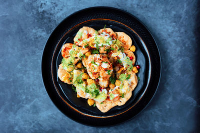 High angle view of food in bowl on table