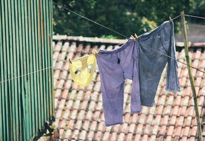 Clothes drying on clothesline