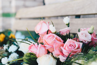 Close-up of pink rose bouquet