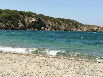 Scenic view of sea against clear sky