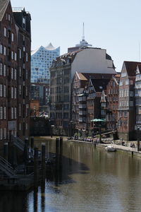 River amidst buildings against sky in city