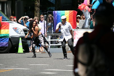 People walking in city