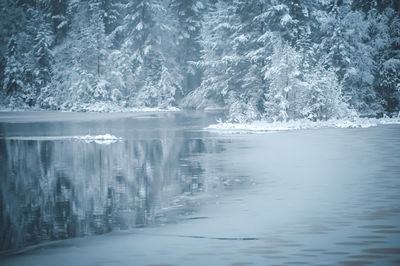 Scenic view of frozen lake during winter