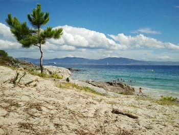 Scenic view of beach against sky