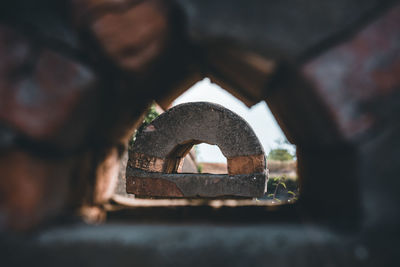 Close-up of hole on metal