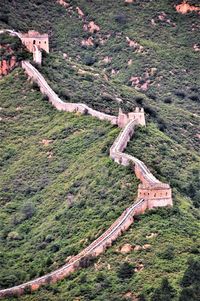 High angle view of  great wall of china in mountain