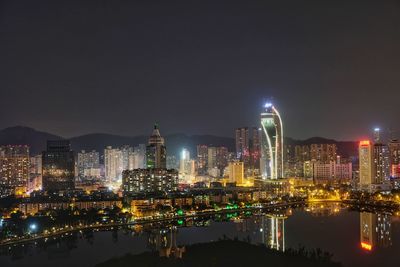 Illuminated city at night