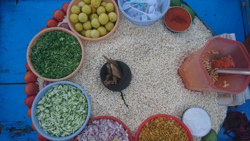 High angle view of multi colored candies in market