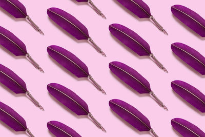 High angle view of various colored pencils on white background