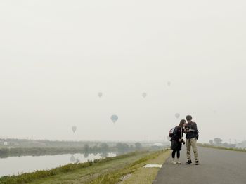 Woman walking on road