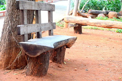 Close-up of wooden bench