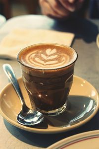 High angle view of coffee on table