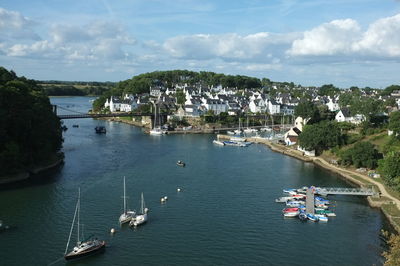 High angle view of marina