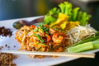 Close-up of meal served in plate