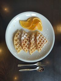 Directly above shot of breakfast on table