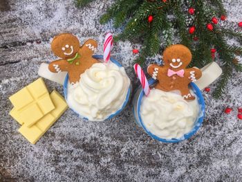 High angle view of cake on table