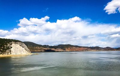 Scenic view of lake against sky