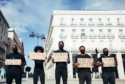 People protesting at a rally for racial equality. black lives matter.