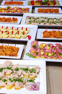 High angle view of food on table