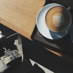 High angle view of coffee on table