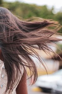 Close-up of woman with hair