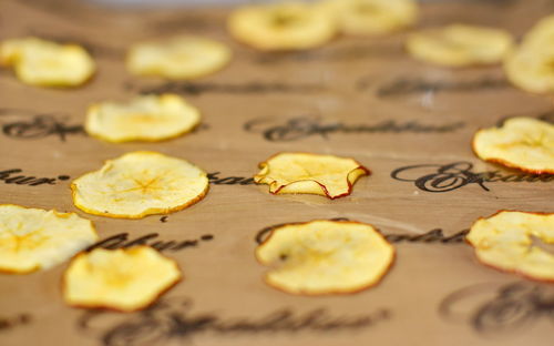 High angle view of cookies on table