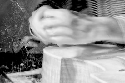 Close-up of hand in water