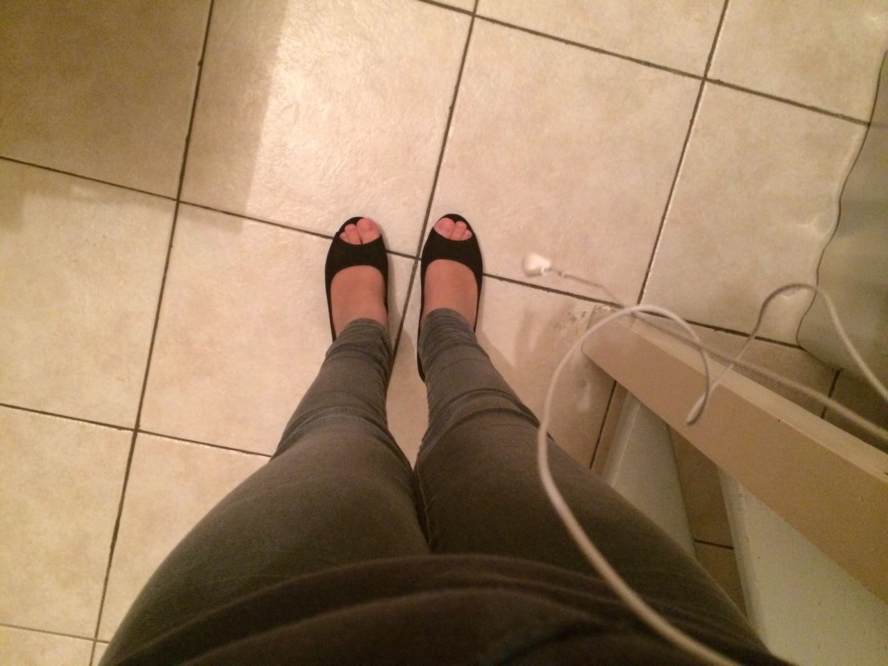 low section, person, shoe, tiled floor, indoors, personal perspective, high angle view, footwear, flooring, human foot, tile, part of, floor, day, sunlight, close-up, directly above