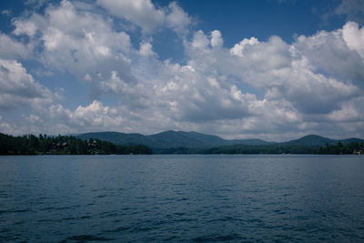 Scenic view of sea against cloudy sky