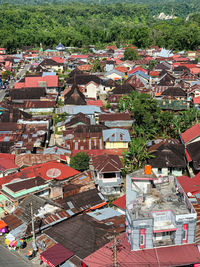 High angle view of townscape bukittinggi, indonesia.