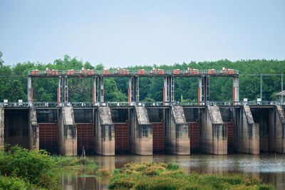 Bridge over river against clear sky