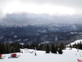 Scenic view of mountains during winter